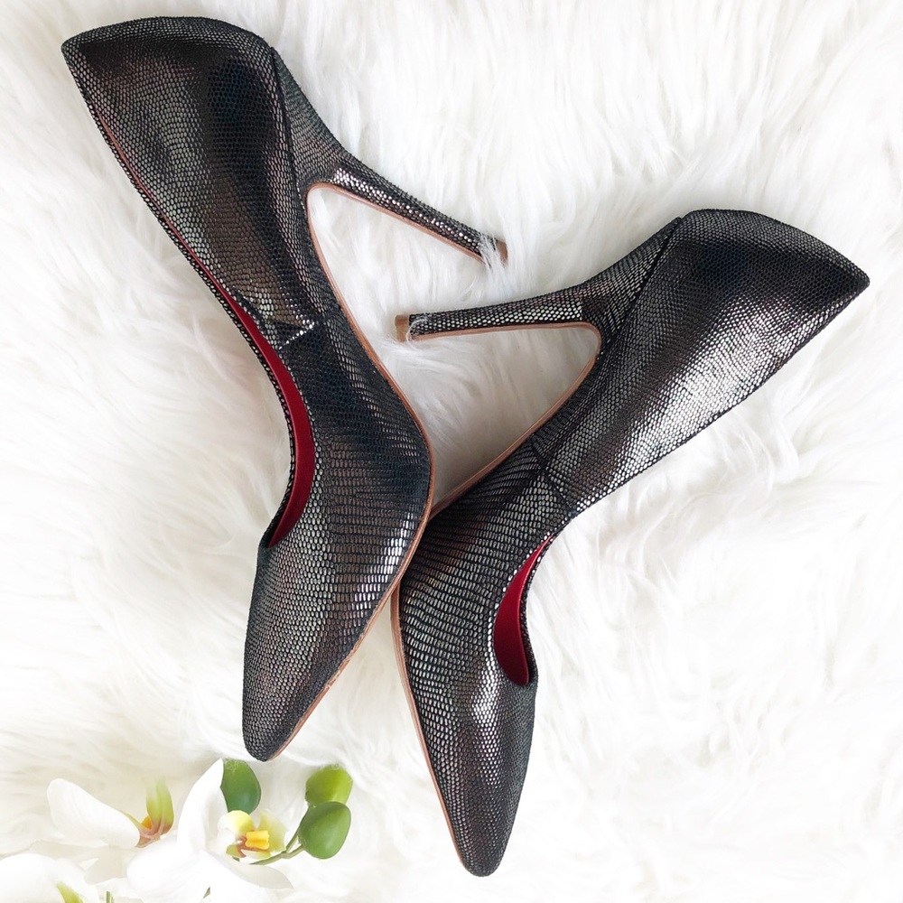 Charles Jourdan Clare Metallic Black Stilettos - Picture 11 of 14